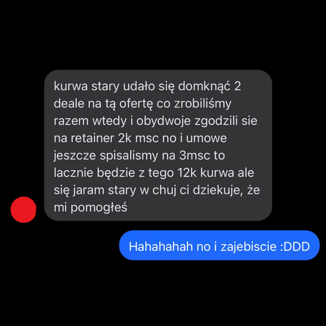Wiadomość od podopiecznego – +12k